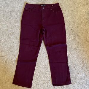 Maroon Levi’s jeans